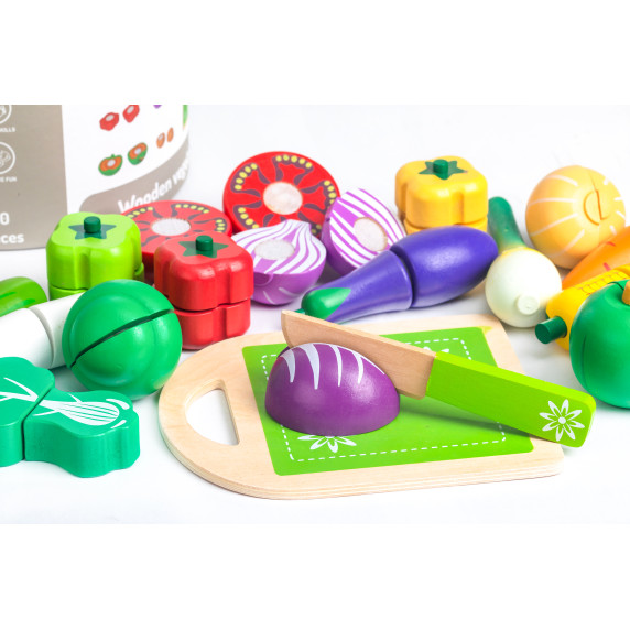 Fa szeletelhető  zöldségek kiegészítőkkel 20 db ECOTOYS